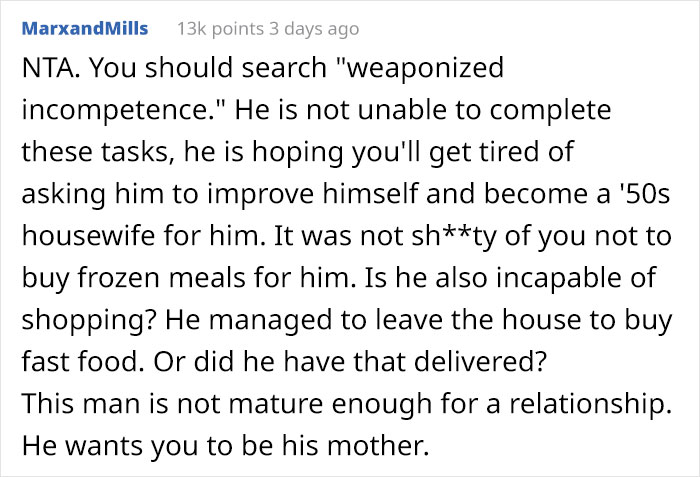 "The Toaster Is Too Complicated": Man-Child Claims Girlfriend Practically Left Him To Starve After She Went On A Trip For One Week