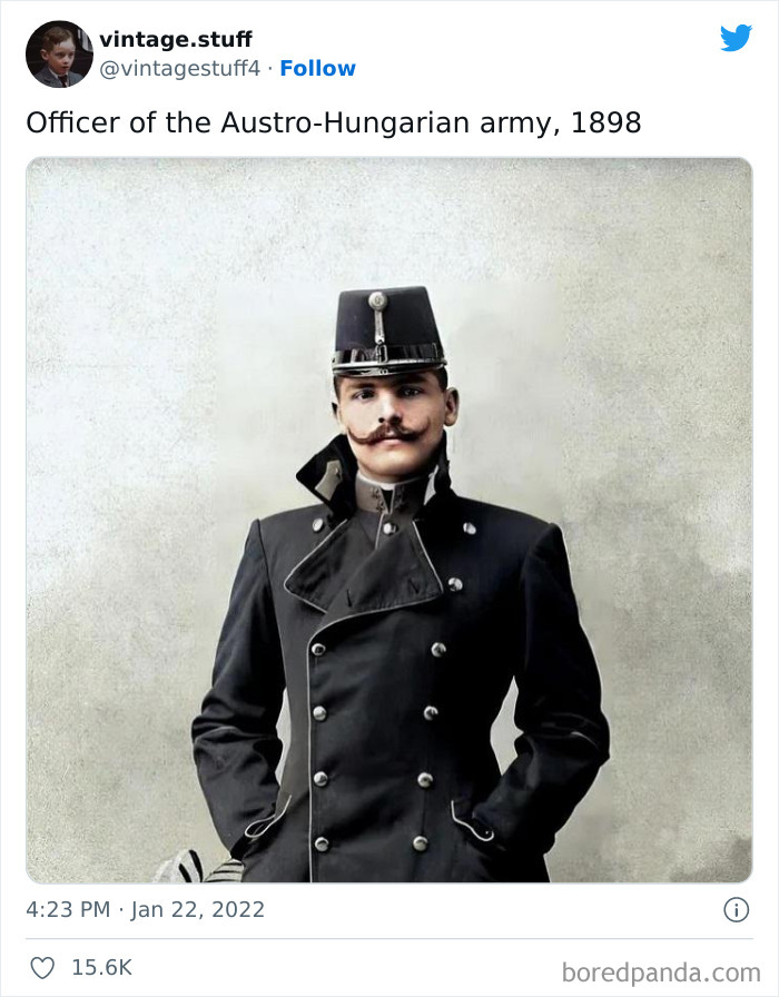 Colorized photo of an Austro-Hungarian army officer from 1898 in historical military uniform, showcasing stunning detail.