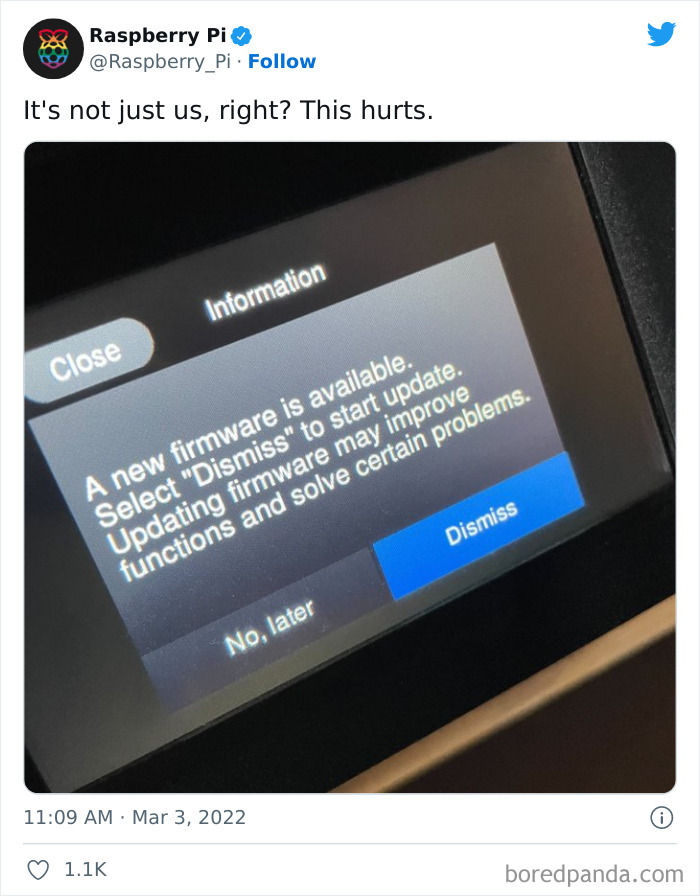 Press Dismiss To Update This Printer