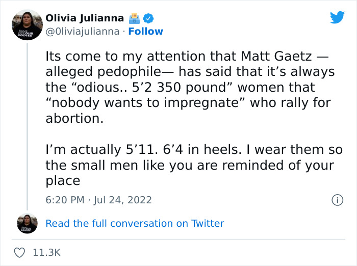 This 19 Y.O. Woman Who Gets Publicly Shamed By Congressman Matt Gaetz Uses The Attention To Raise $2.2M In Abortion Funds