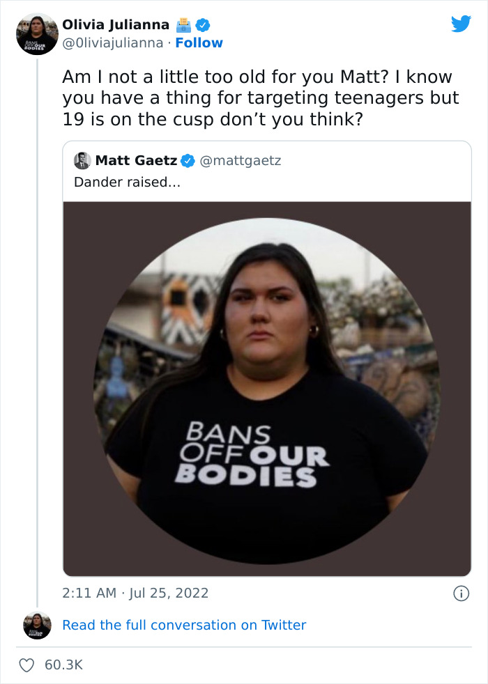 This 19 Y.O. Woman Who Gets Publicly Shamed By Congressman Matt Gaetz Uses The Attention To Raise $2.2M In Abortion Funds