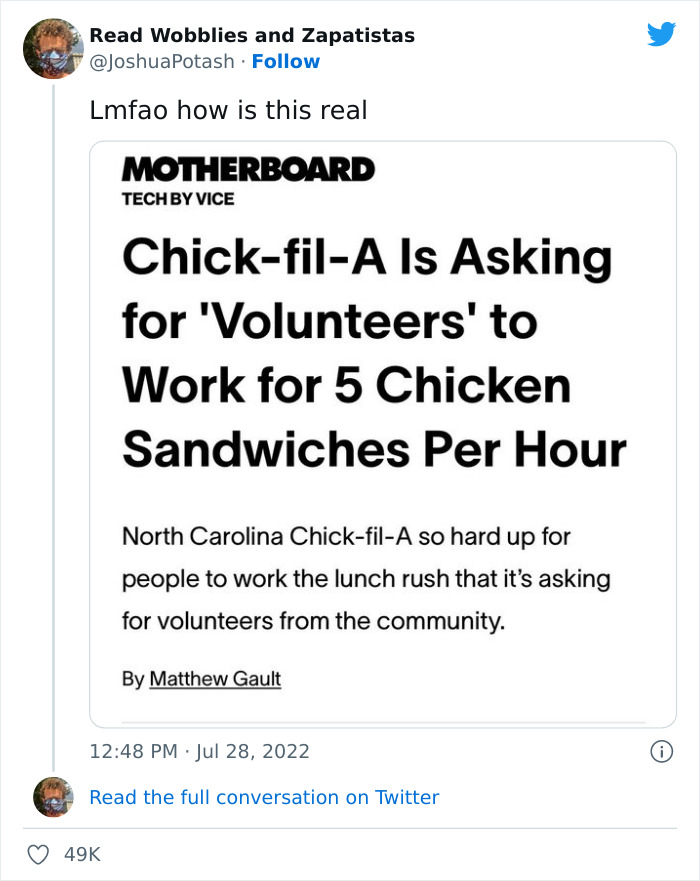 "We Are Looking For Volunteers For Our New Drive Thru": Chick-Fil-A Faces Backlash For Their Despicable Volunteer Search "We Are Looking For Volunteers For Our New Drive Thru": Chick-Fil-A Faces Backlash For Their Despicable Volunteer Search