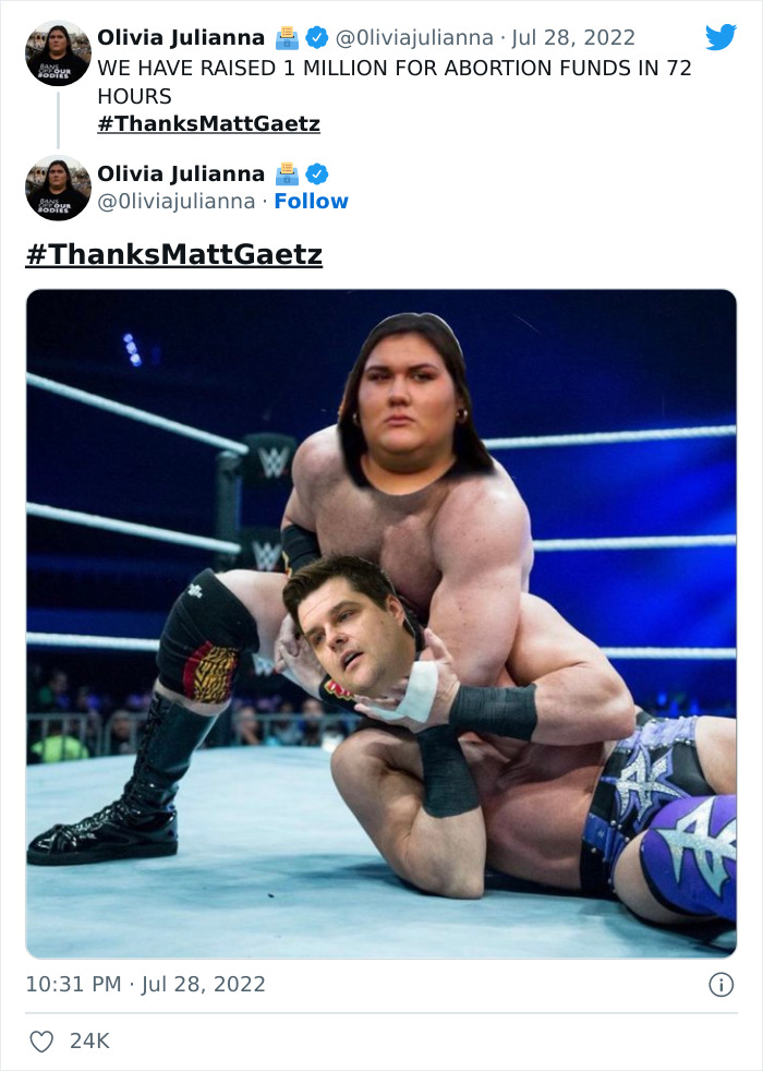 This 19 Y.O. Woman Who Gets Publicly Shamed By Congressman Matt Gaetz Uses The Attention To Raise $2.2M In Abortion Funds