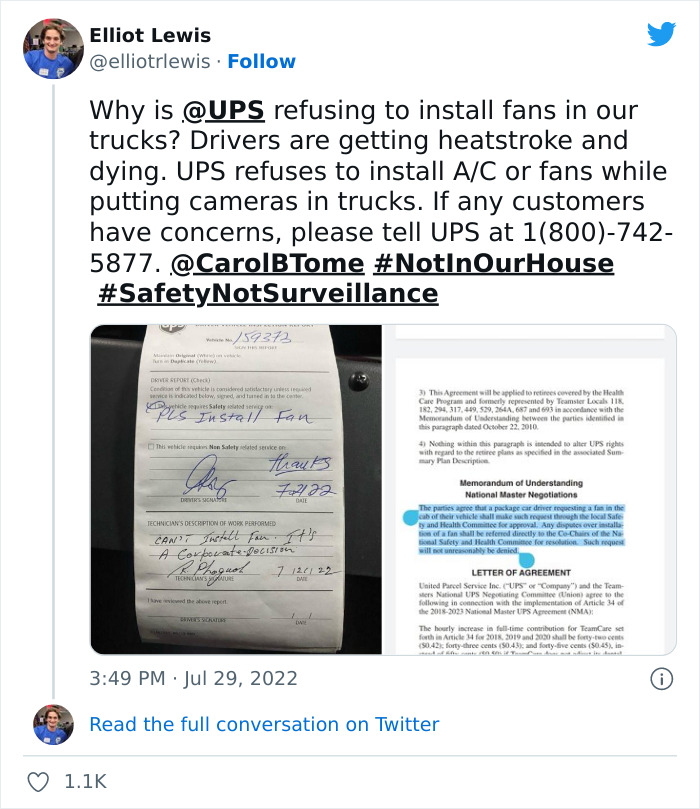 "120+ Temperatures": UPS Drivers Demand Change After Showing Heat Levels In Their Trucks "120+ Temperatures": UPS Drivers Demand Change After Showing Heat Levels In Their Trucks