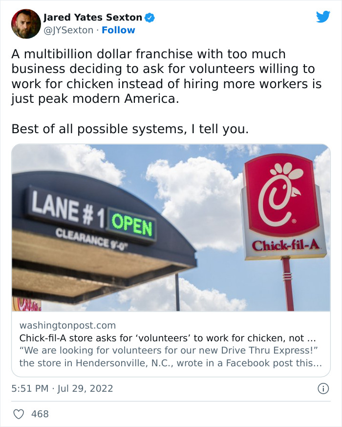 "We Are Looking For Volunteers For Our New Drive Thru": Chick-Fil-A Faces Backlash For Their Despicable Volunteer Search "We Are Looking For Volunteers For Our New Drive Thru": Chick-Fil-A Faces Backlash For Their Despicable Volunteer Search