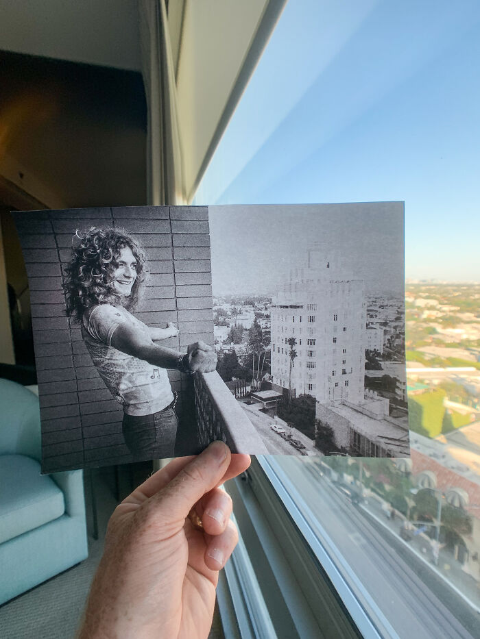 LED Zeppelin's Robert Plant In 1975 Overlooking Sunset Boulevard. Original Photo By Peter Simon