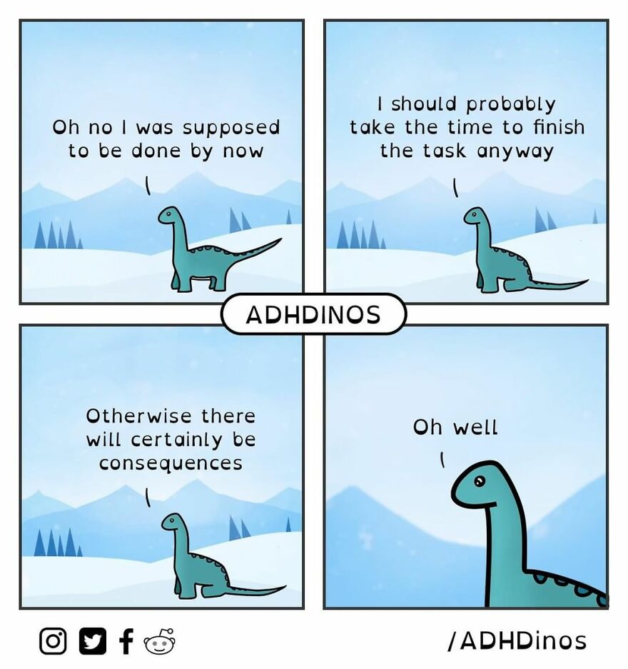 Artist Illustrates Everyday Life With Adhd Through Relatable Dinosaur Illustrations (32 New Pics)