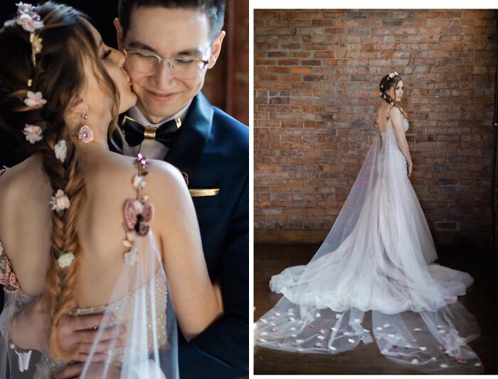 Straps And Hand Embroidered Cape Veils I Added To My Wedding Dress. Veils Detach From The Hand Embroidered, Posable 3D Butterflies On The Back Of The Straps. We Had A Leap Day Wedding In 2020, Art Deco Themed With No Flowers. *i* Was The Flowers On My Wedding Day
