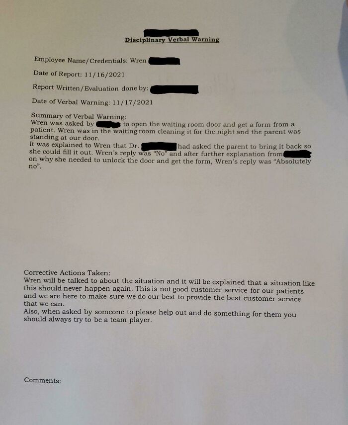 Written Up For Saying No After Closing