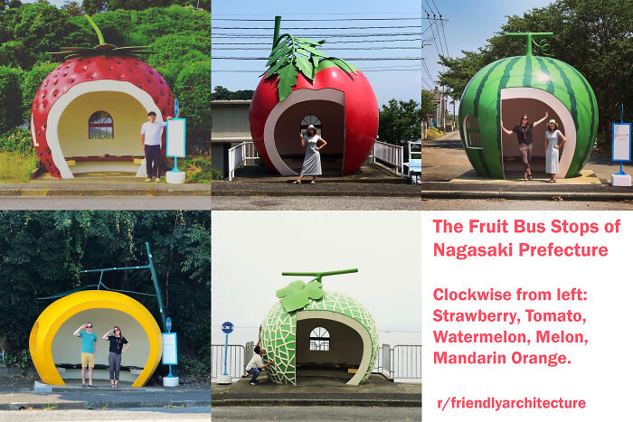 The Fruit Bus Stops Of Nagasaki Prefecture (Designed To Showcase The Agricultural Output Of The Region)