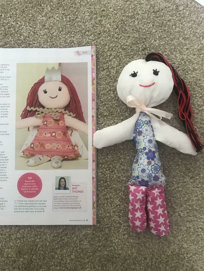 I Tried To Sew My Daughter A Doll For Her Birthday. Evidently I'm No Good At The Hand Sewing Thing