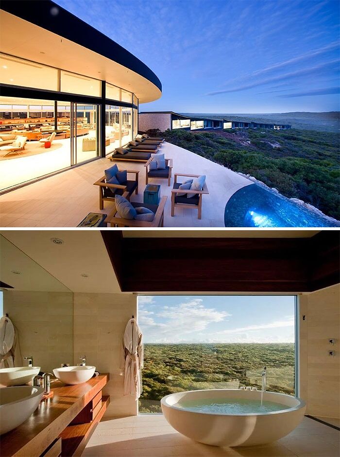 Pictures of the Southern Ocean Lodge and inside on Kangaroo Island in Australia
