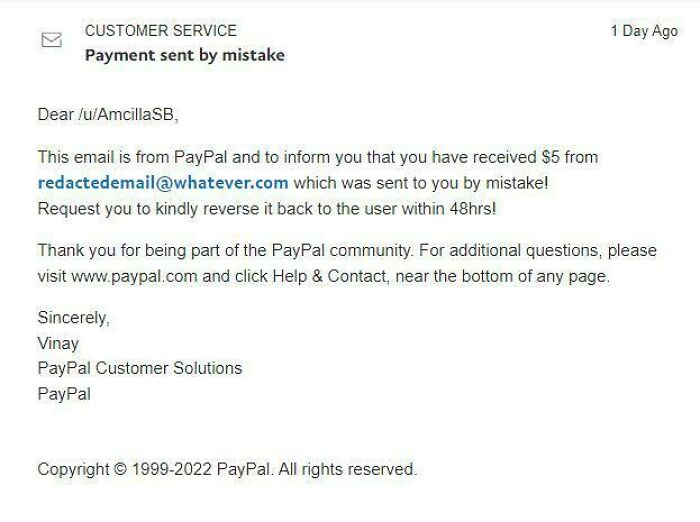 After Someone Sent Me Money On Paypal, I Got This Seemingly Legitimate Message From Paypal Support, And It's Breaking My Brain