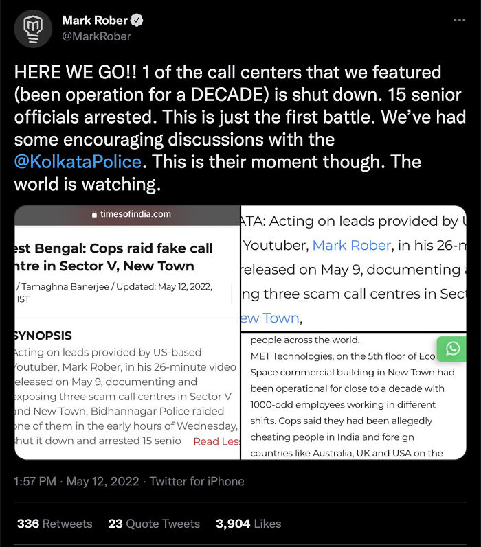 Youtuber Who Exposed Multiple Scam Call Centers Leads To Shutdown And Arrest Of 15 Involved Individuals