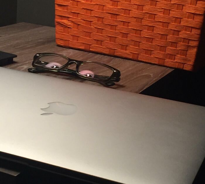 The Reflection Of The Lamp Gives My Glasses Eyeballs