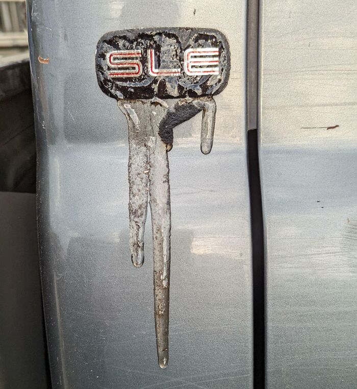 The Heat Here In Texas Melted The Model Label On My Coworker's Truck