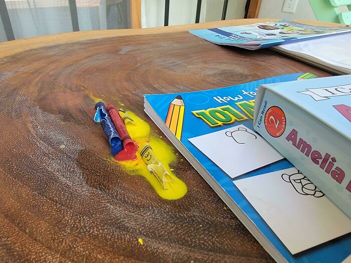 90 Degrees And 90% Humidity In A Town In Mexico We Are Visiting. And The Vacation Rental Has No AC. Crayons Melted In The Shade