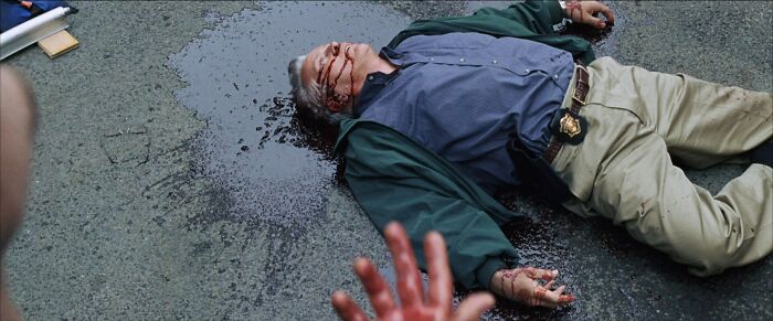 In 'The Departed' 2006, A Dolly Track Is Visible For A Few Frames Next To Queenan's Dead Body