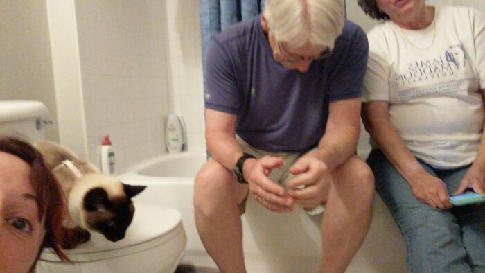 Chilling In The Bathroom With My Parents And Cat During A Tornado Warning