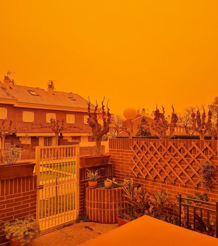 The Sky In Murcia, Spain, Turned Orange Because Of Dust From The Sahara