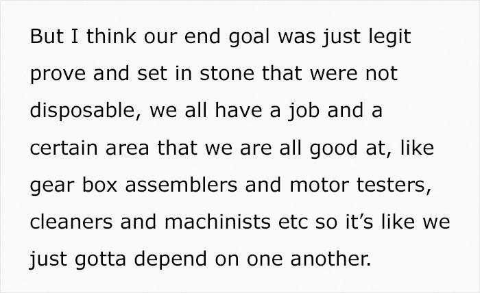 Longtime Worker Gets Fired For Being Late For The First Time Ever, So His Colleagues Let The Boss Know They're Not Disposable - 9