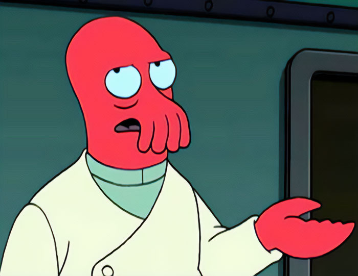 Futurama character Zoidberg is explaining