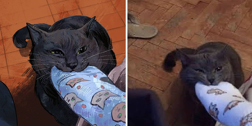 Artist Takes Cat Memes To A Whole New Level By Making Amazing Art With Them
