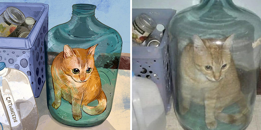 Artist Takes Cat Memes To A Whole New Level By Making Amazing Art With Them