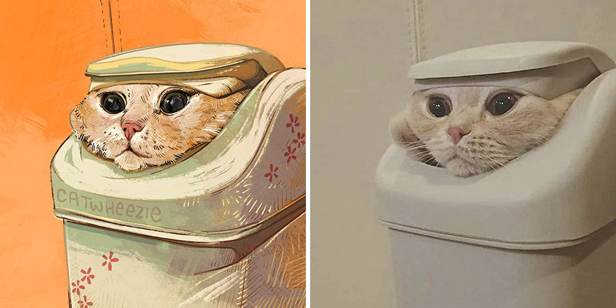 Artist Takes Cat Memes To A Whole New Level By Making Amazing Art With Them