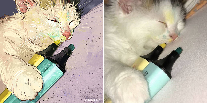 Artist Takes Cat Memes To A Whole New Level By Making Amazing Art With Them