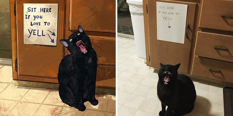 Artist Takes Cat Memes To A Whole New Level By Making Amazing Art With Them