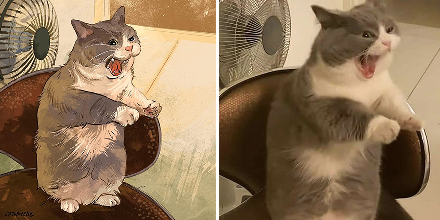 Artist Takes Cat Memes To A Whole New Level By Making Amazing Art With Them