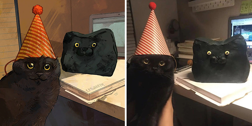 Artist Takes Cat Memes To A Whole New Level By Making Amazing Art With Them