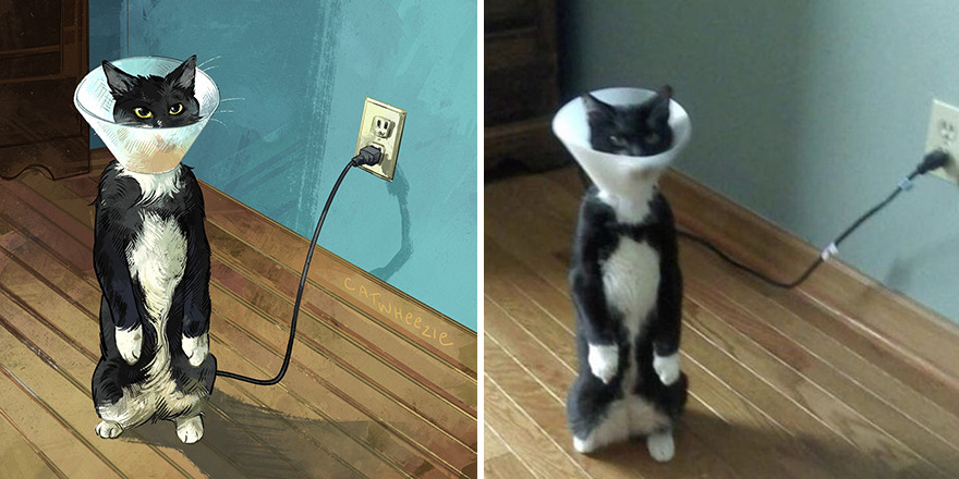 Artist Takes Cat Memes To A Whole New Level By Making Amazing Art With Them