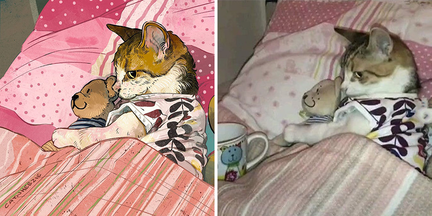 Artist Takes Cat Memes To A Whole New Level By Making Amazing Art With Them