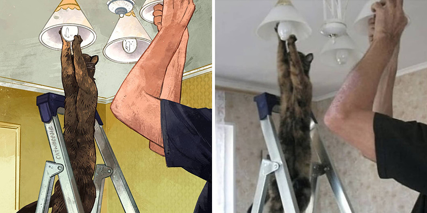 Artist Takes Cat Memes To A Whole New Level By Making Amazing Art With Them