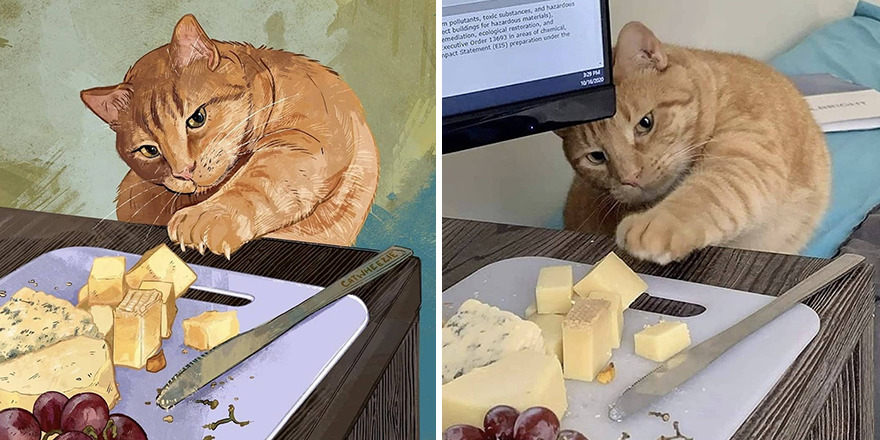 Artist Takes Cat Memes To A Whole New Level By Making Amazing Art With Them