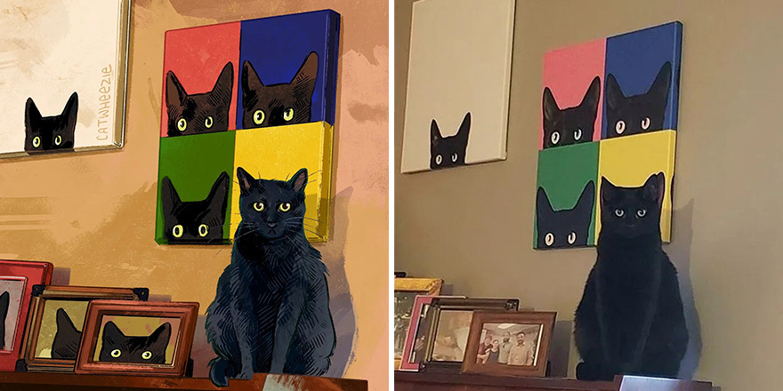 Artist Takes Cat Memes To A Whole New Level By Making Amazing Art With Them