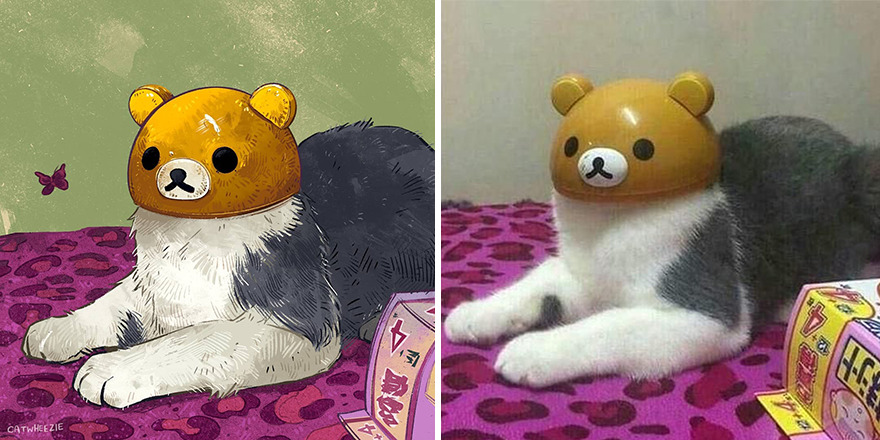 Artist Takes Cat Memes To A Whole New Level By Making Amazing Art With Them