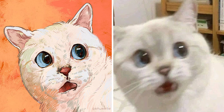 Artist Takes Cat Memes To A Whole New Level By Making Amazing Art With Them