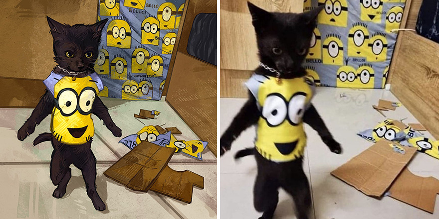 Artist Takes Cat Memes To A Whole New Level By Making Amazing Art With Them