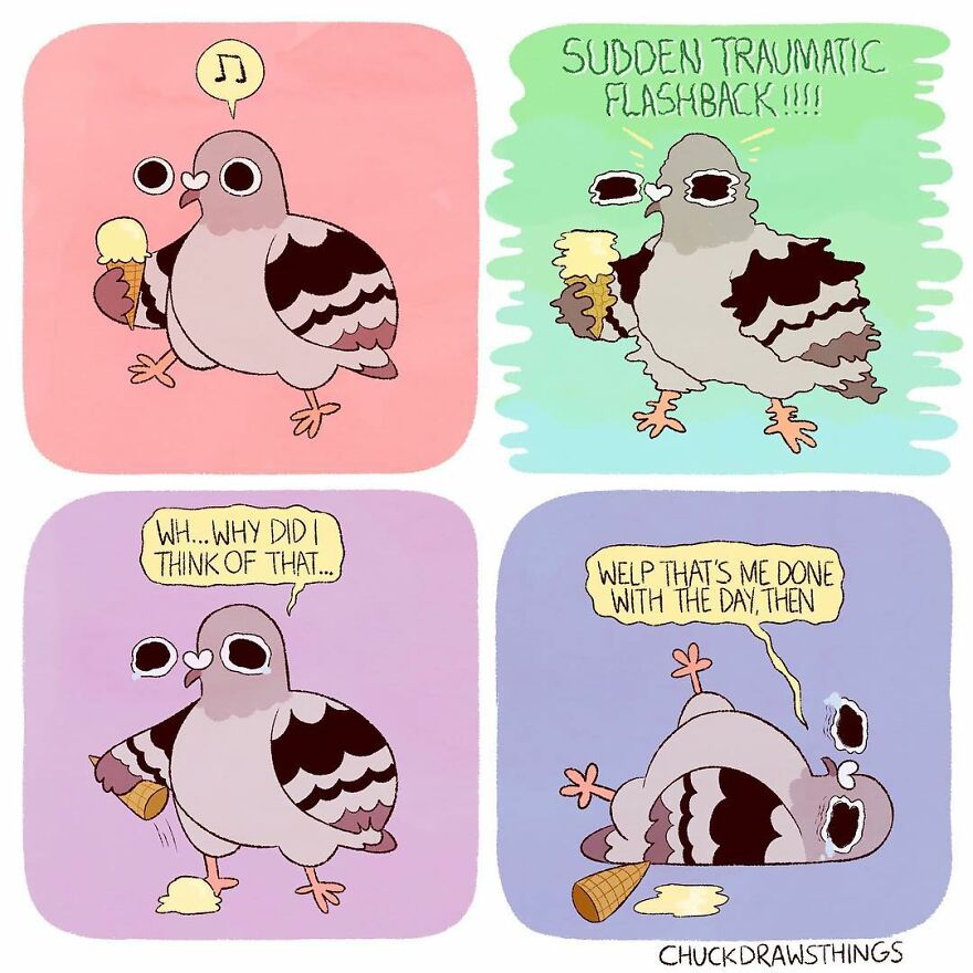 Artist Who Lives With Anxiety And Depression Creates A Pigeon As The Narrator Of His Comics That Will Bring A Smile To His Face (Interview With Artist)