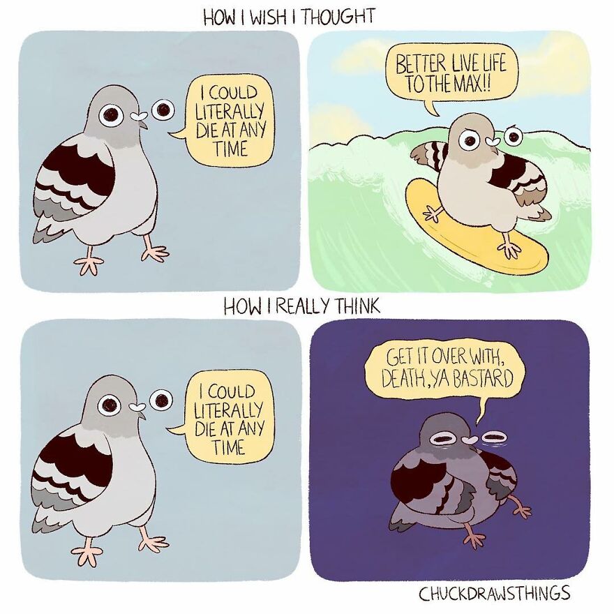Artist Who Lives With Anxiety And Depression Creates A Pigeon As The Narrator Of His Comics That Will Bring A Smile To His Face (Interview With Artist)