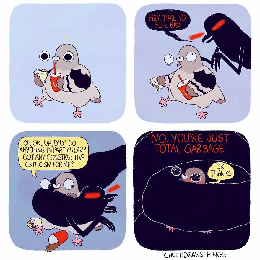 Artist Who Lives With Anxiety And Depression Creates A Pigeon As The Narrator Of His Comics That Will Bring A Smile To His Face (Interview With Artist)