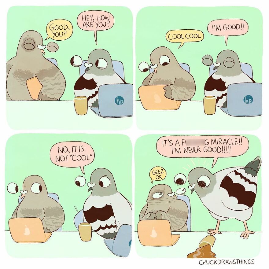 Artist Who Lives With Anxiety And Depression Creates A Pigeon As The Narrator Of His Comics That Will Bring A Smile To His Face (Interview With Artist)