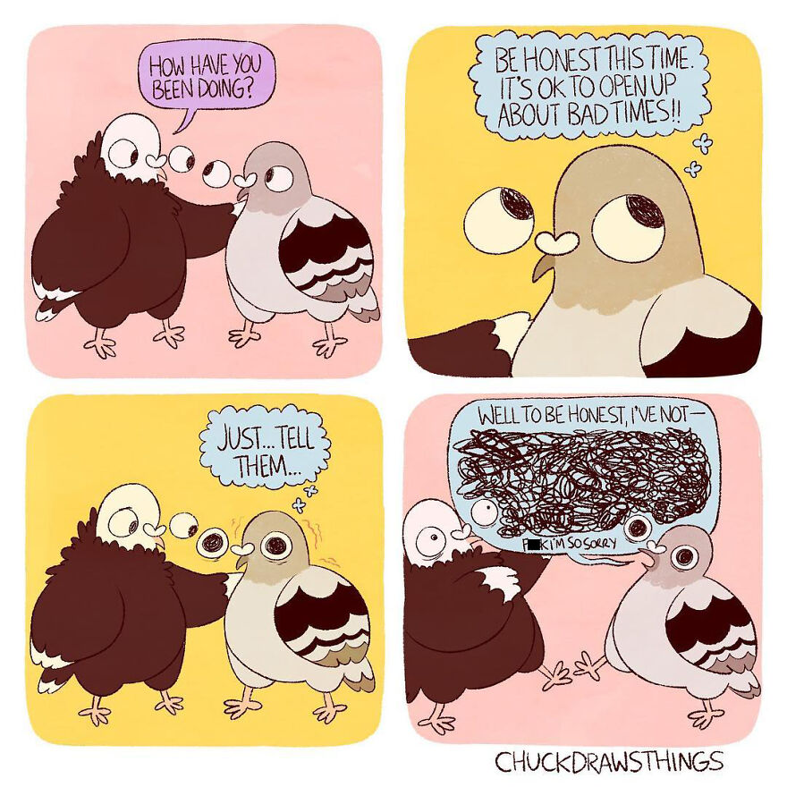 Artist Who Lives With Anxiety And Depression Creates A Pigeon As The Narrator Of His Comics That Will Bring A Smile To His Face (Interview With Artist)