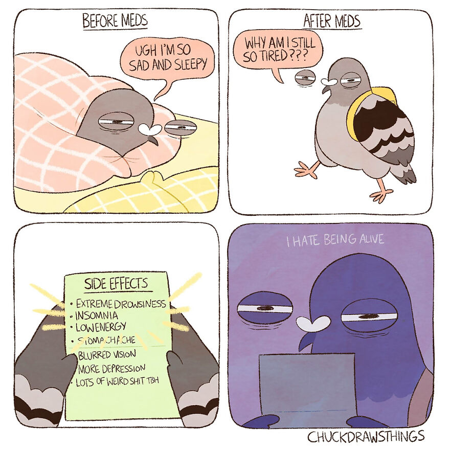 Artist Who Lives With Anxiety And Depression Creates A Pigeon As The Narrator Of His Comics That Will Bring A Smile To His Face (Interview With Artist)