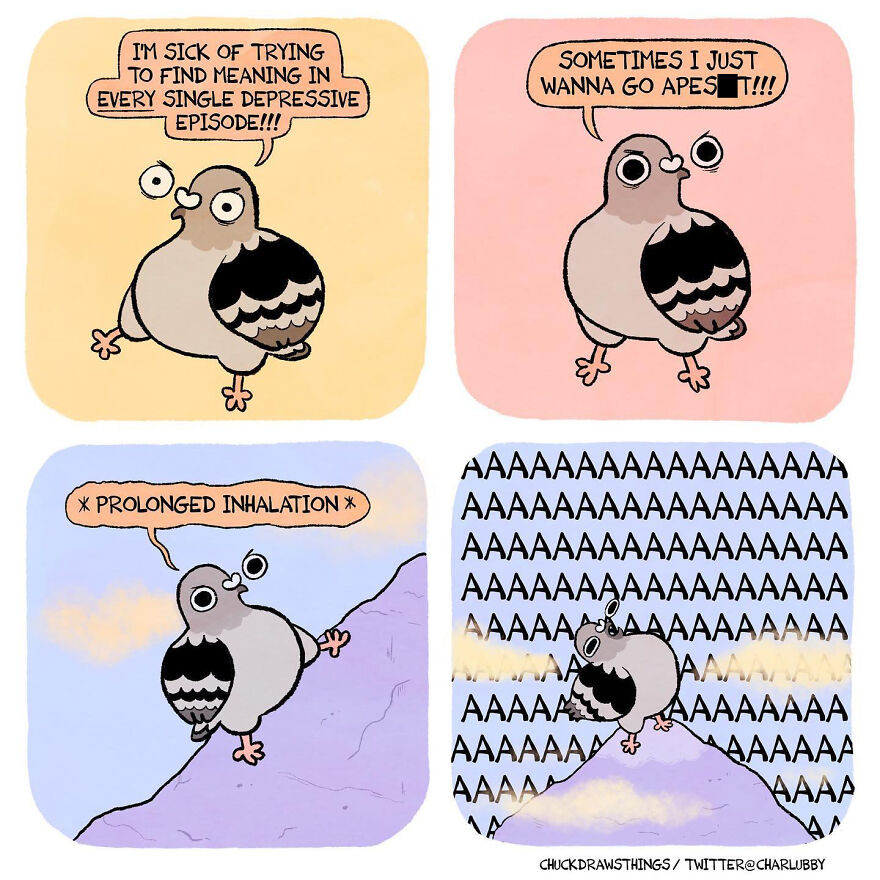 Artist Who Lives With Anxiety And Depression Creates A Pigeon As The Narrator Of His Comics That Will Bring A Smile To His Face (Interview With Artist)