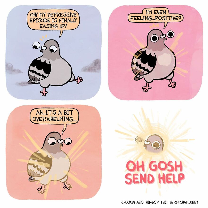 Artist Who Lives With Anxiety And Depression Creates A Pigeon As The Narrator Of His Comics That Will Bring A Smile To His Face (Interview With Artist)