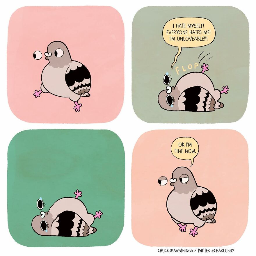 Artist Who Lives With Anxiety And Depression Creates A Pigeon As The Narrator Of His Comics That Will Bring A Smile To His Face (Interview With Artist)